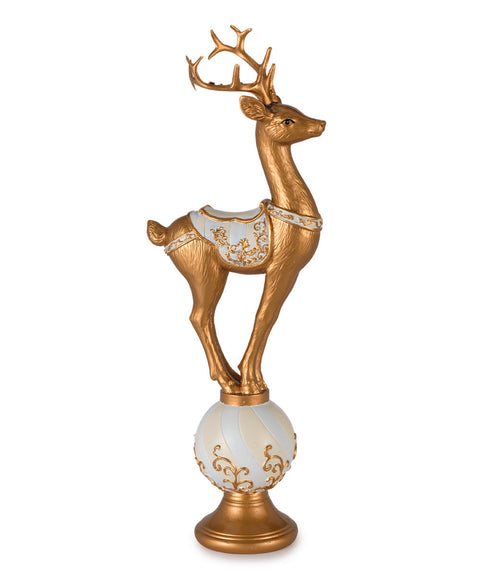 Henriette Statuetta Renna in resina su sfera "Royal Forest" 13xH36 cm