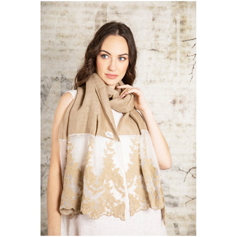 Chez Moi Summer pashmina in linen and lace Versailles "Caterina" Made in Italy 7 variants (1pc)