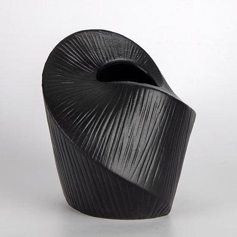 Eurolamp Vaso portafiori in ceramica nero 15,1x12,6xH15,2 cm