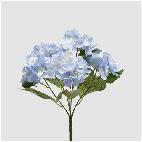 EDG Enzo de Gasperi Ramo Ortensia Chic x5 azzurro artificiale con foglie H45 cm - Angelica Home Stabia