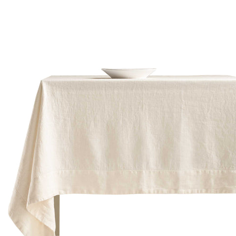 Nappe en lin blanc perle « Graphite » 170 x 320 cm, 2 variantes (1 unité)