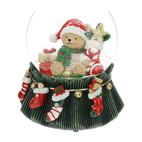 Hervit Christmas Decoration Water Snow Globe with Bear in Resin and Glass D10 H15 cm