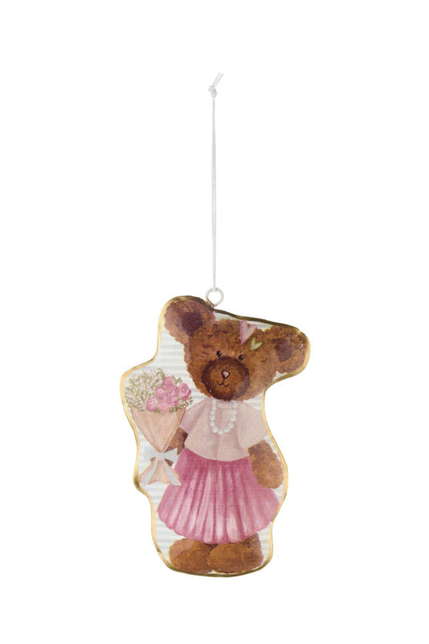 Fabric Clouds Decorative Tin Teddy Bear "Sweet Bear" 13x8.5x1.5 cm 2 variants (1 unit)