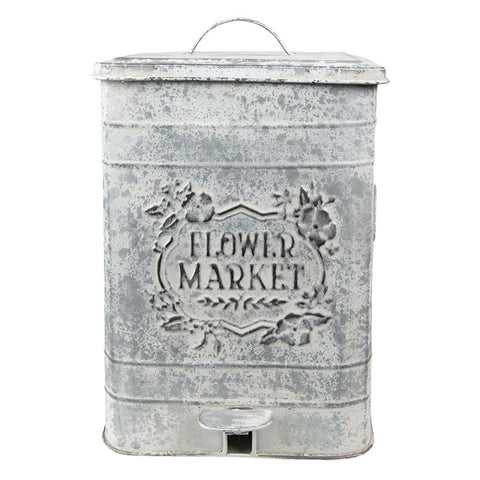Clayre & Eef Pattumiera a pedale metallo anticato 26x26x36 cm