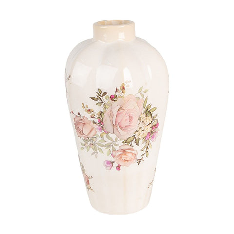 Clayre & Eef Vaso con decoro rose Shabby Chic Ø17x30 cm
