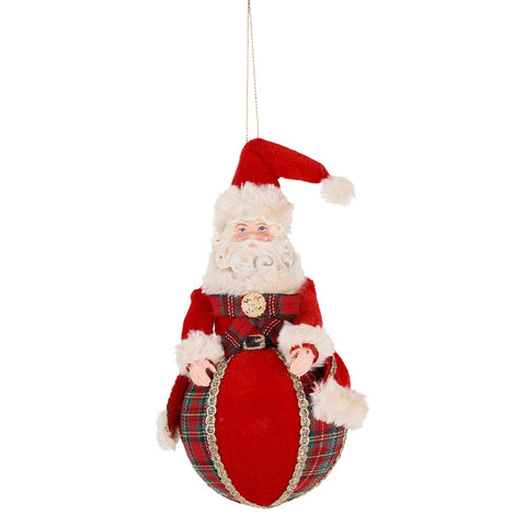 GOODWILL Scottish Tartan Ball with Santa Claus 18 cm 2 variants (1pc)