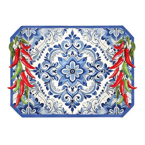 Blanc Mariclò Lot de 2 sets de table en vinyle avec piments « Vietri », 42 x 31 cm