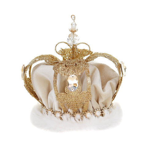 + MET.WIRE/FABR.CROWN TREE TOPPER TT CRM/GLD 16CM
