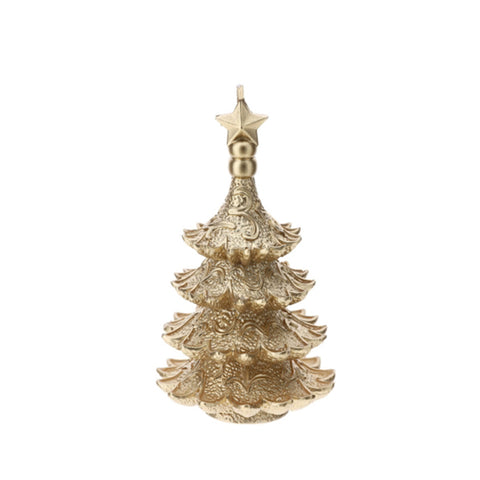 Bougie sapin de Noël laquée Or Hervit D8,5xH15 cm