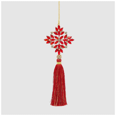 EDG Snowflake with gems and red metal tassel H22 cm