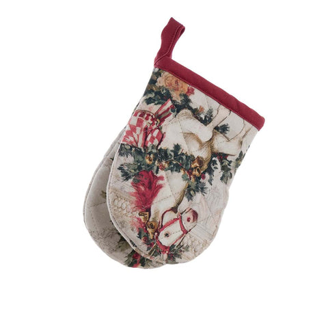 Blanc Mariclò Guanto da cucina di natale in cotone "Calessi e Calessini" 12x17 cm