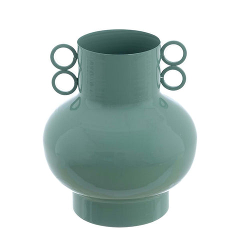 Blanc Mariclò Vaso decorativo porta fiori in metallo verde "Carmen" 18x18xH20 cm - Angelica Home Stabia