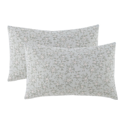 Blanc Mariclò Set di 2 copriguanciali / federe "Hiver Fleuri" 50x80 cm