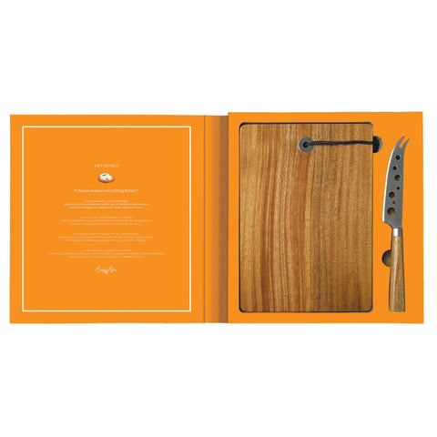 Easy life Idea Regalo Tagliere in acacia + coltello in box "Gift Novels"