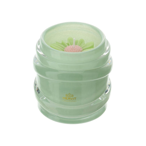 Hervit Candela Daisy Loop in vetro verde Profumazione Oud D9xH9 cm