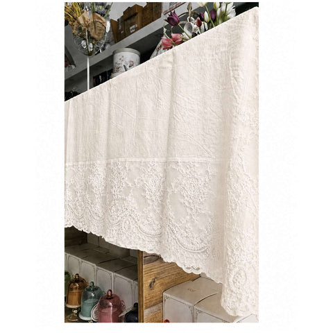 Chez Moi Copritavola in lino e pizzo "Cornice Corinzio" 140x140 cm 3 varianti (1pz) - Angelica Home Stabia