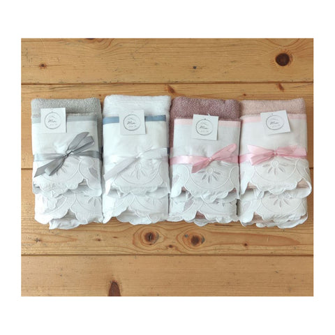 Mia per te Lot de 2 serviettes en éponge de coton avec broderie « Agave » 4 variantes (2 unités)