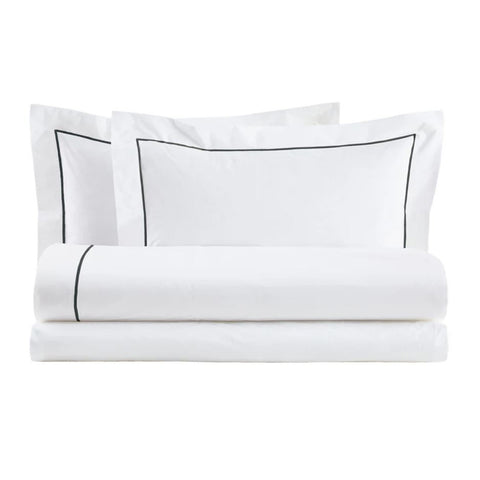 Parure de lit double en Coton Blanc Perle + 2 taies d'oreiller "Bacchetta"