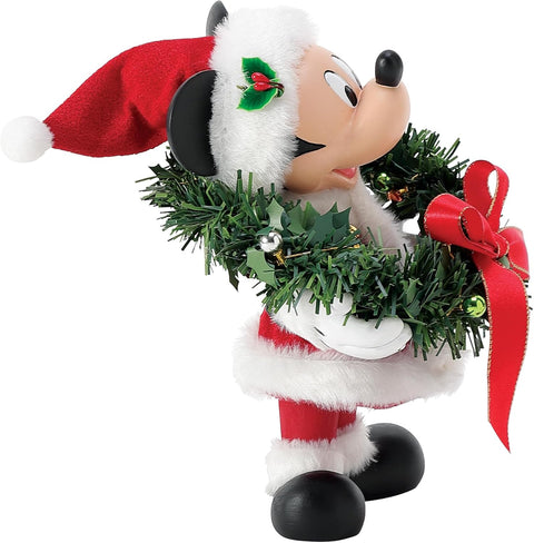 Department 56 Disney Statuina di natale Topolino con ghirlanda 11.5x11.5xH17 cm