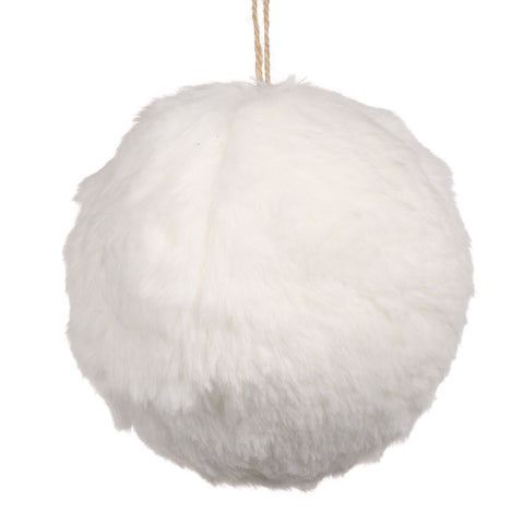 GOODWILL White furry Christmas bauble 10 cm