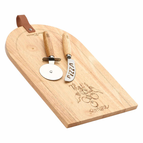 Rose e Tulipani "Aumm" Wooden Pizza Board with Accessories 40x25x1.5 cm