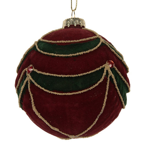 Clayre & Eef Sfera di natale effetto velluto D8 cm