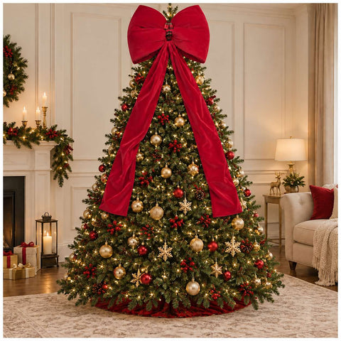 Fiori di Lena Décoration de porte Nœud de Noël en velours rouge ours Teddy H135 cm