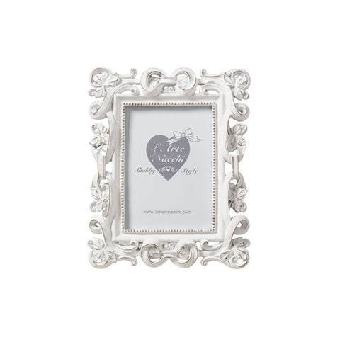 L'Arte di Nacchi Cornice Portafoto in resina bianco decapato 22x3xH27 cm