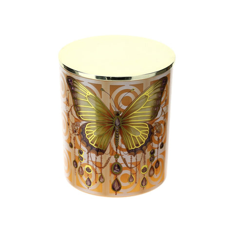 Hervit Candela Farfalla in vetro ambra Animalgem Profumazione Oud D9xH10 cm