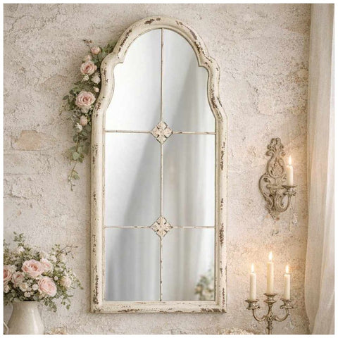 Nuvole di Stoffa Specchio in legno bianco effetto anticato 52x3.7xH120 cm