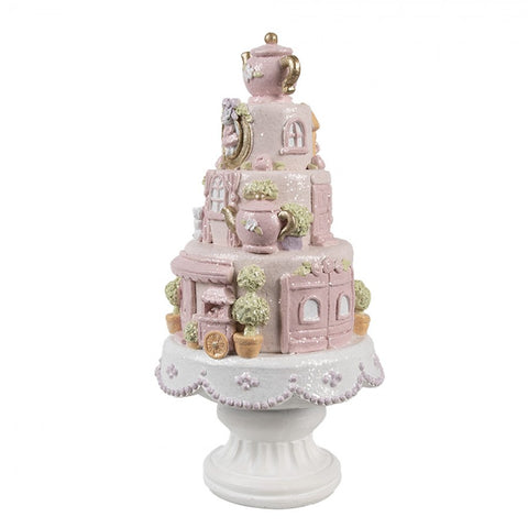 Clayre & Eef Statuina decorativa Torta rosa D13xH27 cm