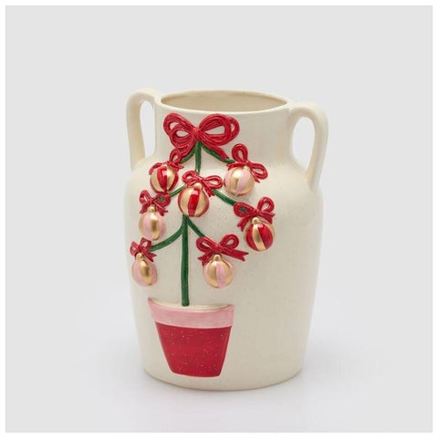 EDG Vaso di natale con decoro abete ceramica D22xH30 cm
