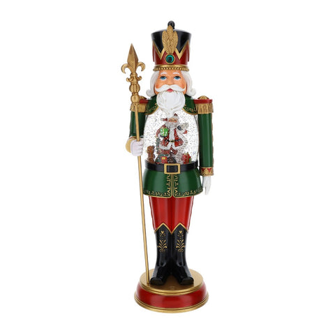 HERVIT Nutcracker Christmas decoration with water globe, in resin and glass, H49 cm