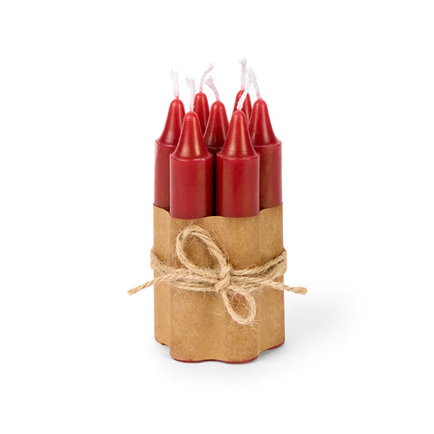 FABRIC CLOUDS Set of 7 candles in a bouquet package with red stem Christmas Ø2xh11.5 cm