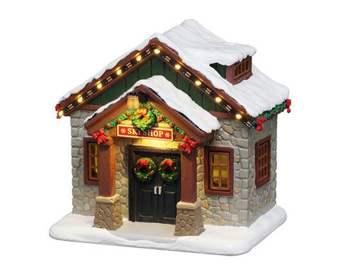 LEMAX Negozio di sci luci led "Ski Shop" in resina H11.5x12x9 cm