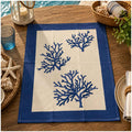 Tovaglietta mare con coralli blu, stile marino per tavola estiva, tessile cucina decorativo