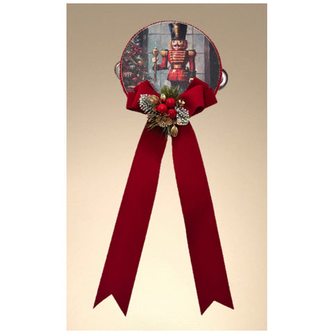 Madame Fioccò Tamburello di natale con fiocco "Schiaccianoci dei Sogni" 3 varianti(1 unità)