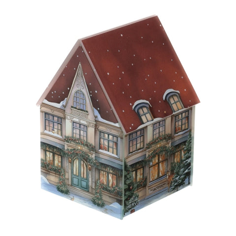 Pot à bougie de Noël en verre Hervit « Cottage » D9 x H13 cm