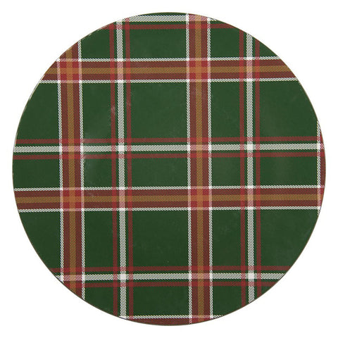 Clayre & Eef Set 6 sottopiatti natalizi con stampa scozzese plastica verde D33xH1cm