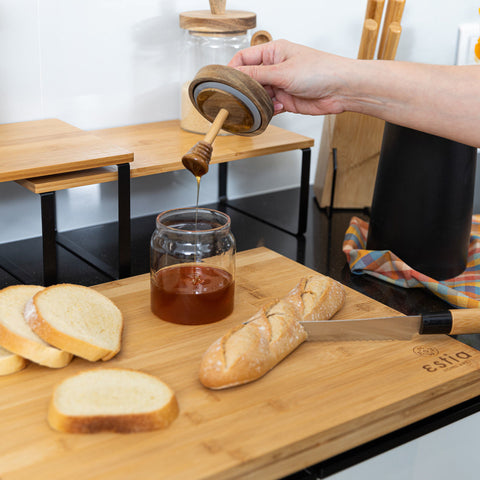 Estia Home Barattolo per miele in vetro con tappo in legno "Allure" D9xH13.5 cm