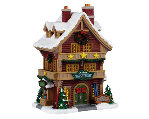 LEMAX Edificio luci led "Mountain View Hotel" in porcellana H21x15x12.5 cm