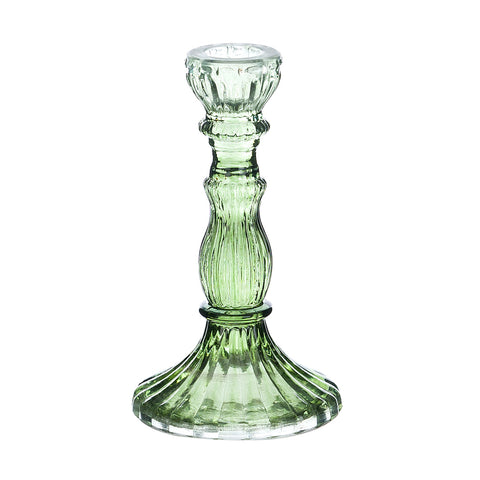 Bougeoir en verre vert Blanc Mariclò "Vent du sud" D8xH15 cm