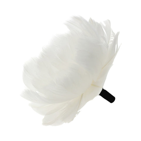 Hervit Topper Fleur blanche décorative avec plumes D12 cm