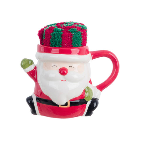Mug + chaussette de Noël Blanc Mariclò 14,5xH11 cm 2 variantes (1 unité)