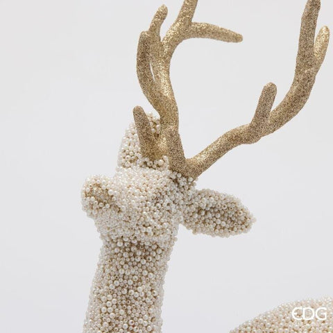 EDG Statuina natalizia Renna con perle avorio 29x14xH51 cm