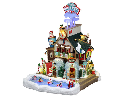 LEMAX Edificio in movimento e musica "Santa's Hot Springs Oasis" H33.3x23.8x28 cm