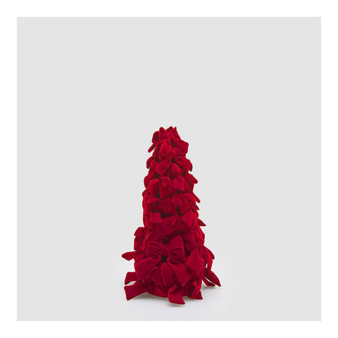 EDG Statuette de Noël sapin avec nœuds en velours rouge D19 H33 cm