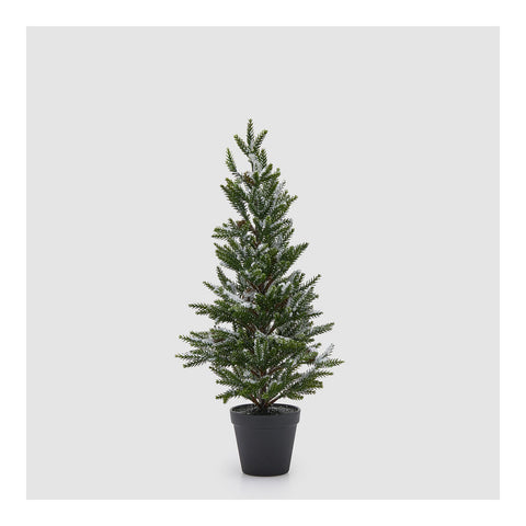 EDG Albero di natale pino innevato in vaso con pigne pvc H55 cm