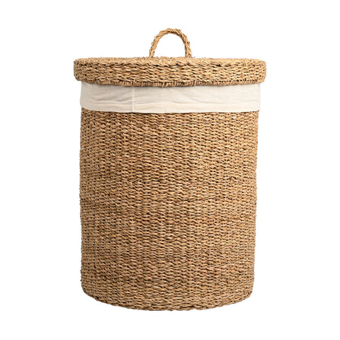 Estia Home Cestino Porta Biancheria in vimini con coperchio "Nerina" D45xH55 cm