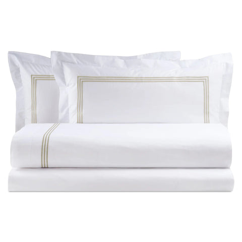 White Pearl "Zoe" double percale cotton bed linen set